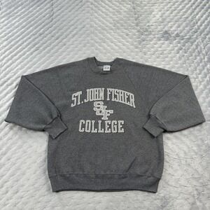 VINTAGE St John Fisher College Sweater Adult Medium Gray Pullover Sweatshirt USA